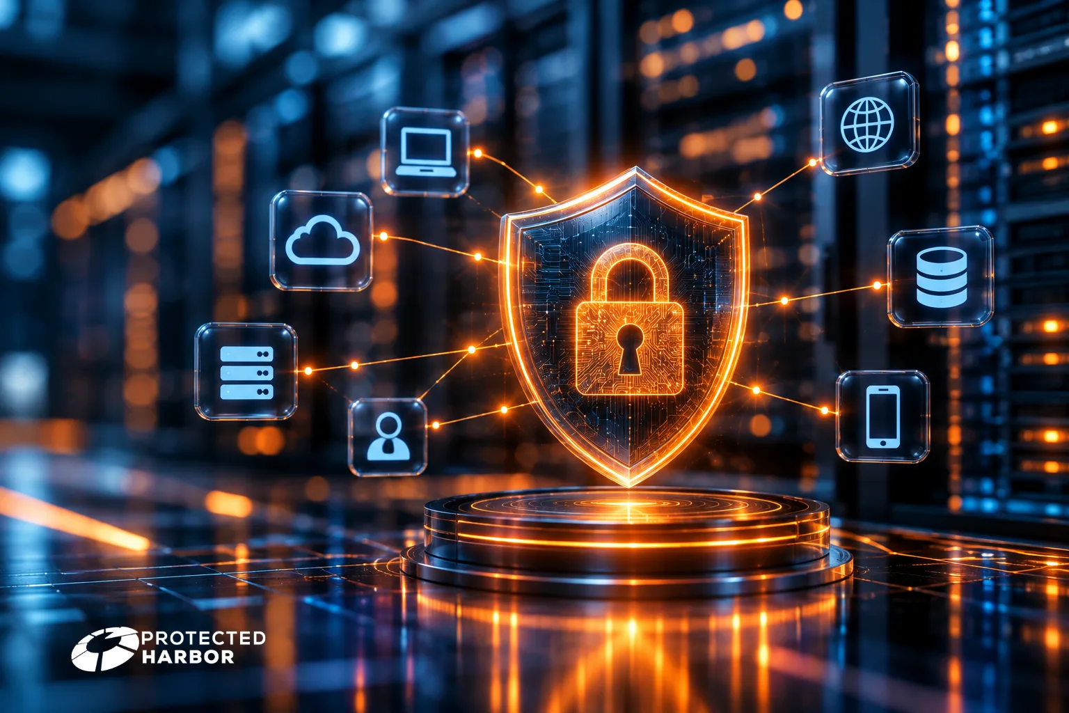 Cybersecurity Awareness: Glowing Cybersecurity Shield Network